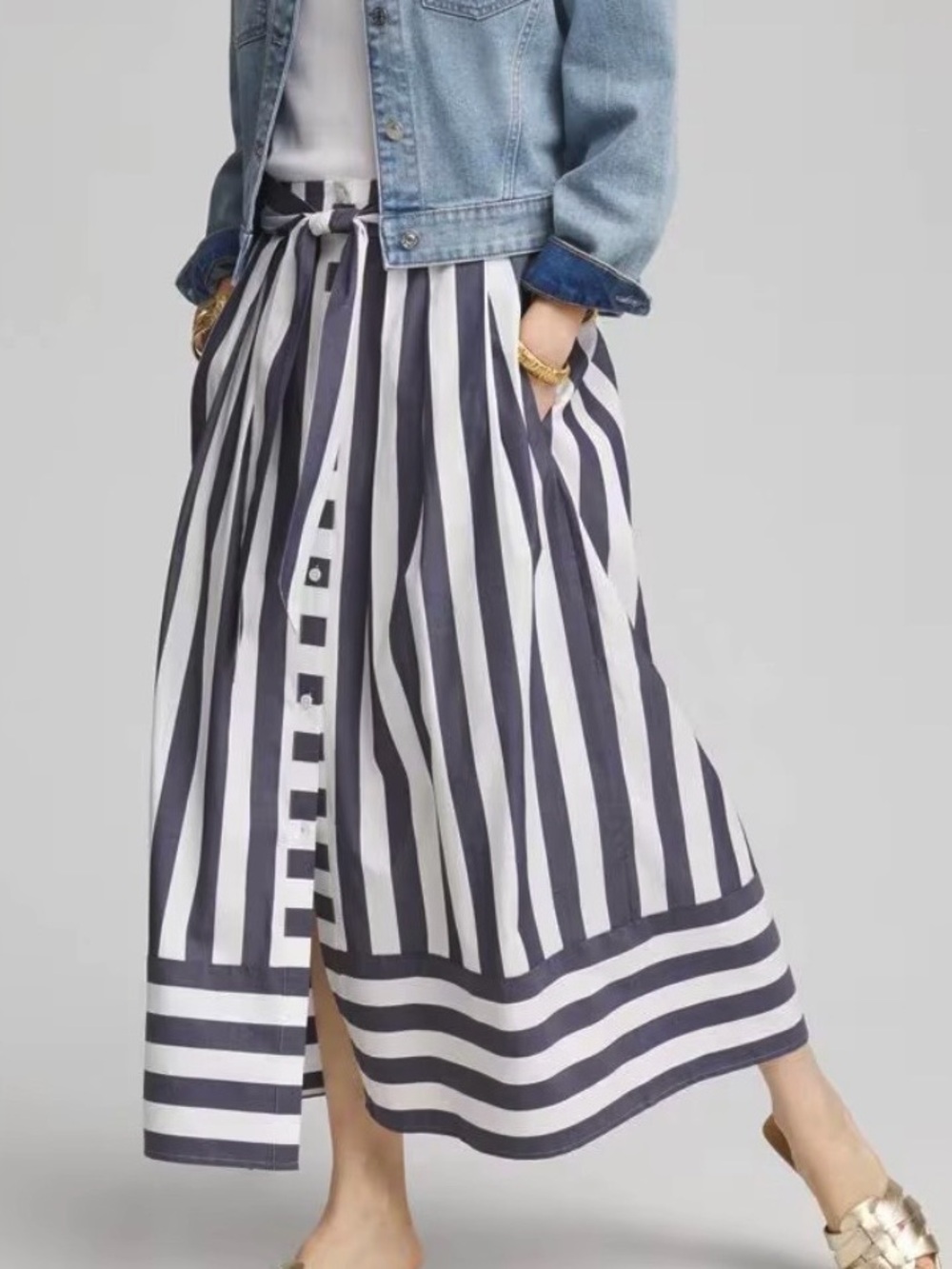NWT Chico’s Striped Midi Skirt Size Large Retail $109.00